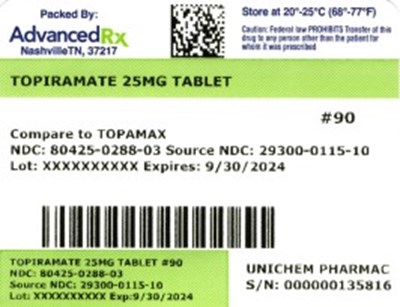 Label 3 (Topiramate 80425 0288 03)